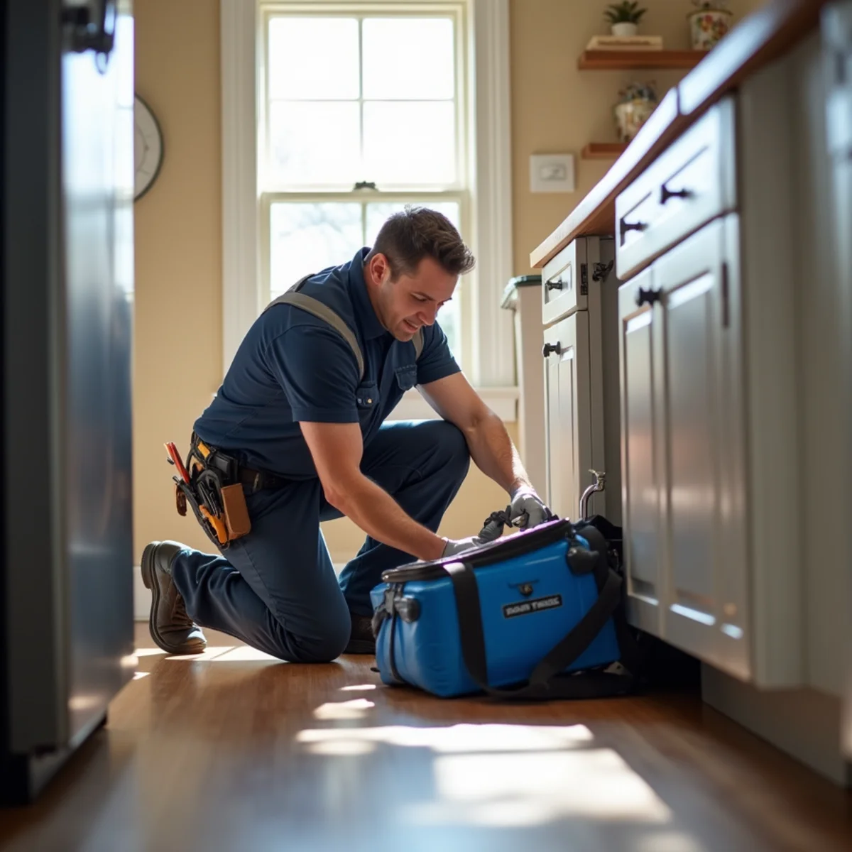 Licensed plumber repairing plumbing in an Englewood, CO home